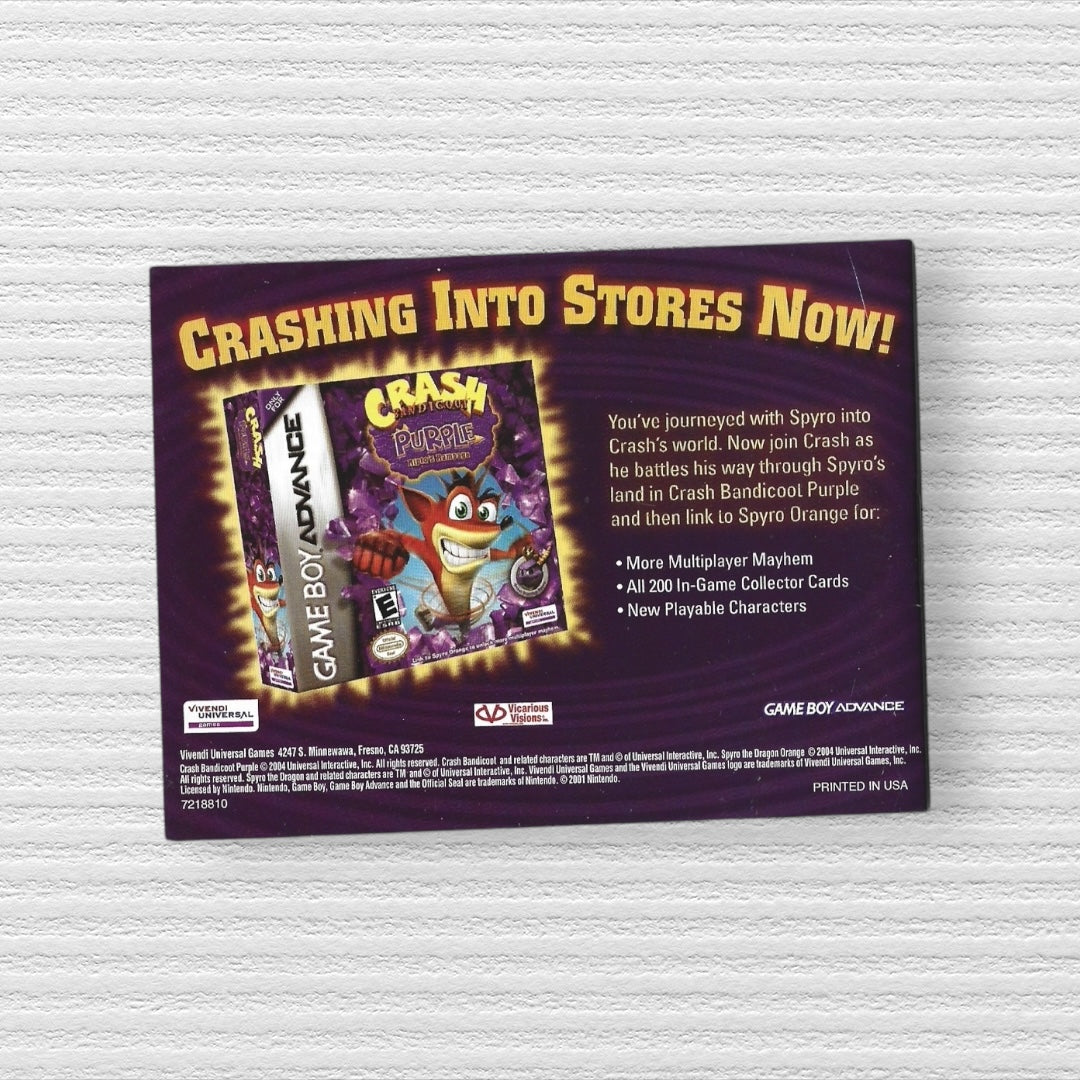 Spyro Orange: The Cortex Conspiracy Manual (Nintendo Game Boy Advance, 2004)