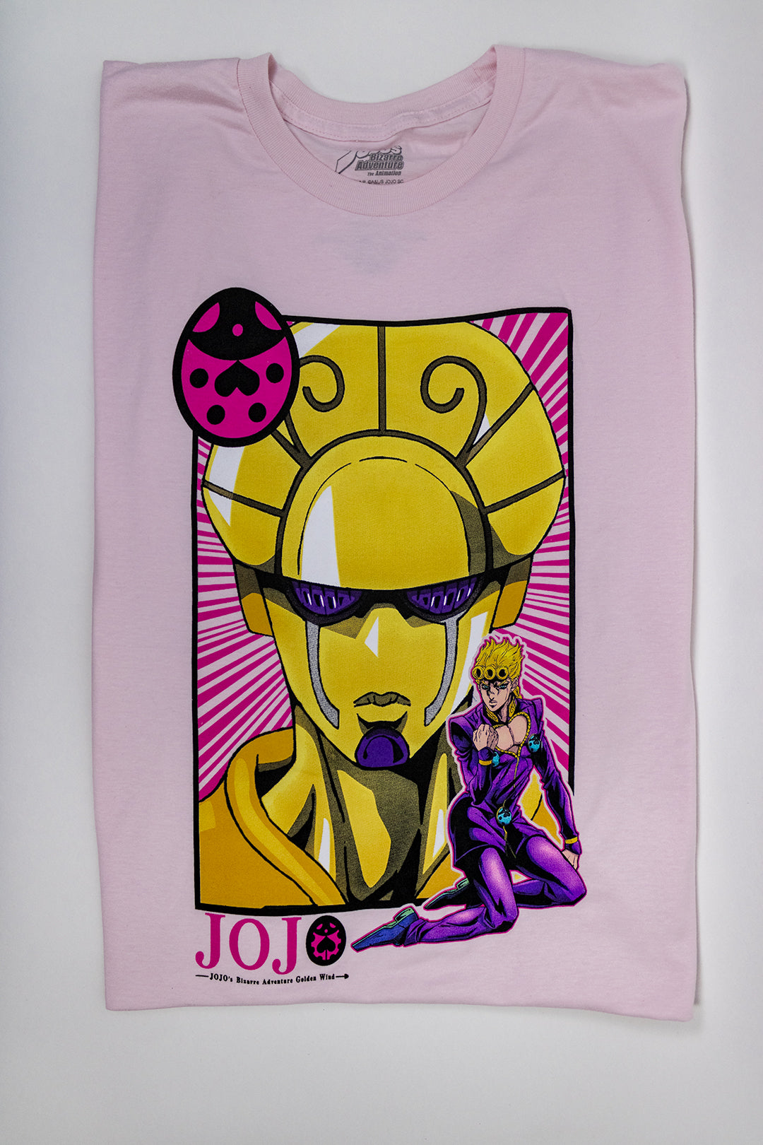 JoJo's Bizarre Adventure Giorno Giovanna T-Shirt (XL,Pink) (Funimation)