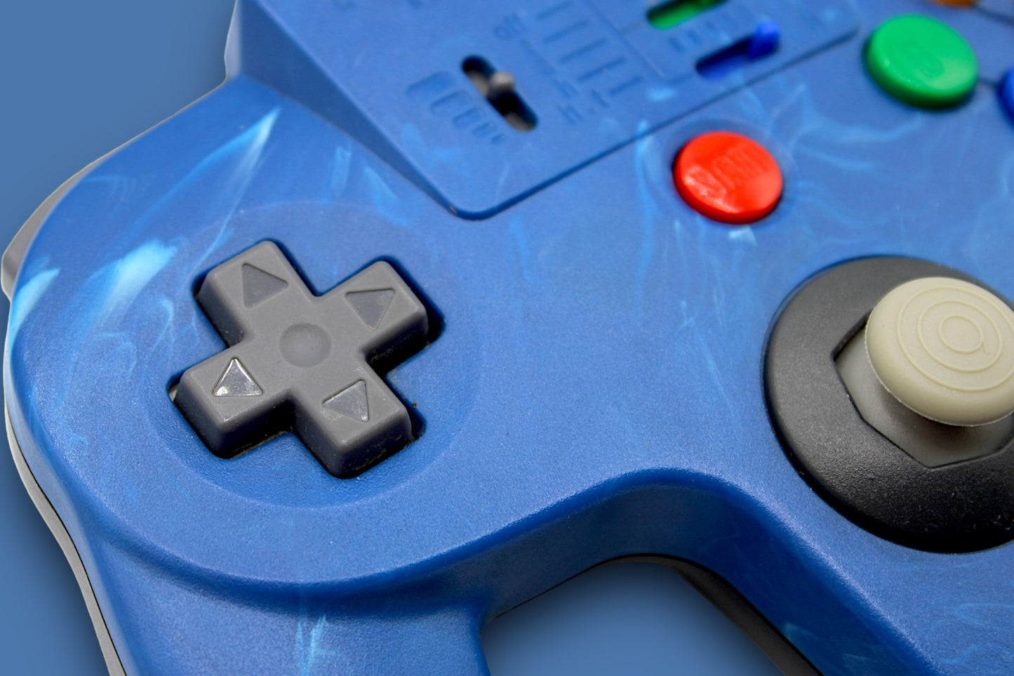 Ascii Pad 64 Blue Marble/Black Controller - Upgraded Hall Effect GameCube Style Stick -  (Nintendo 64, 1999)