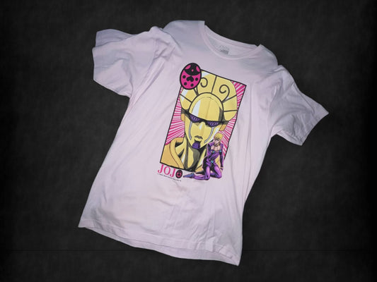 JoJo's Bizarre Adventure Giorno Giovanna T-Shirt (XL,Pink) (Funimation)