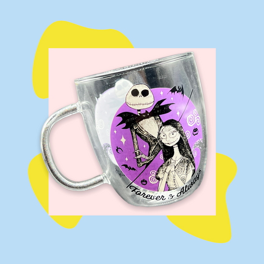 The Nightmare Before Christmas Clear Glitter Handle Mug - Forever & Always -