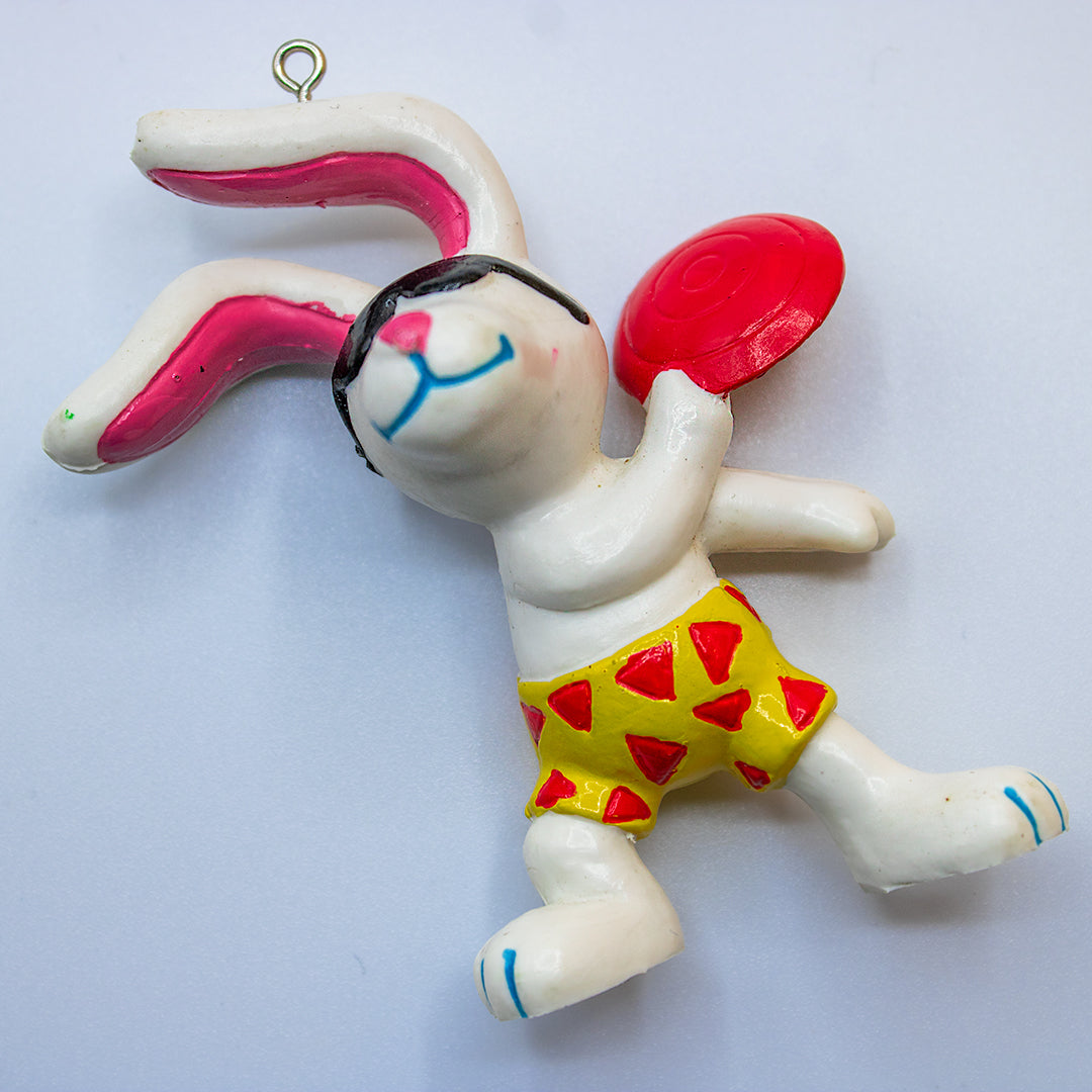 Hardees Beach Bunnies, Bunny with Frisbee Figurine (Applause, Hardees, 1989)