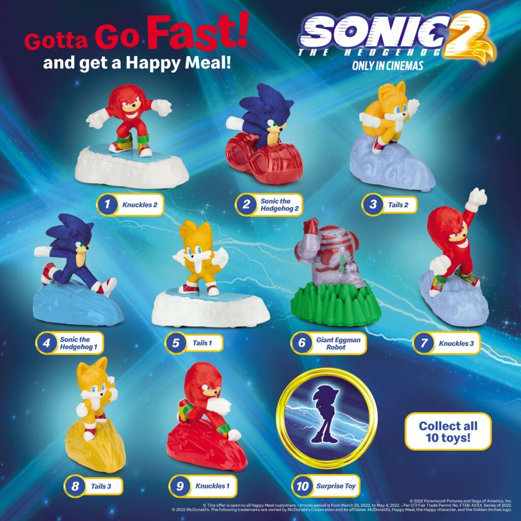 Sonic The Hedgehog 2 McDonald's Toys (McDonald's, Paramount, 2022)